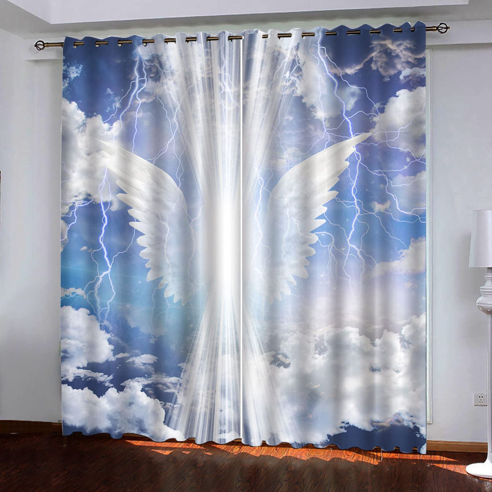 Amazon｜姫系 カーテン 遮光 白と翼 2 x 幅100 x 丈178cm カーテン厚手